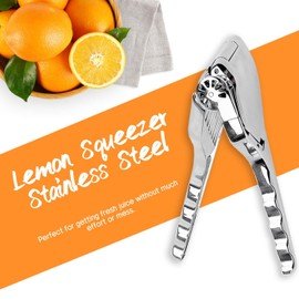 Stainless Steel Lemon Squeezer-Heavy Duty Manual Citrus Juicer for Lemon, Lime&Orange,Ergonomic Handheld Fruit Press with Juice Squeezer&Citrus Press Functions,Manual Juicer Hand Press for Kitchen&Bar