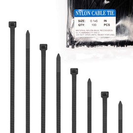 Cable Zip Ties Heavy Duty 6 Inch, Strong Large Zip Ties with 100 Pack Black Nylon Cable.Durable Wraps for Storage, Organization and Wire Management