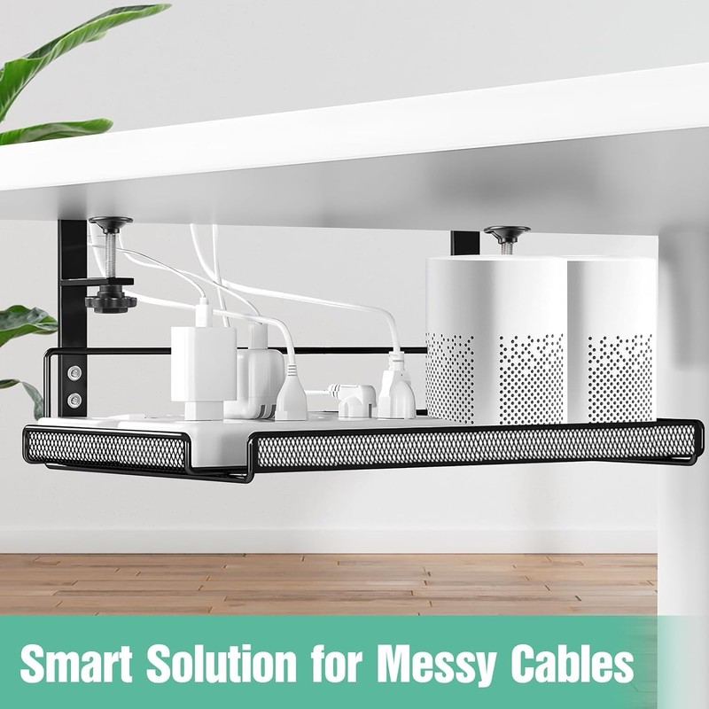 Under Desk Cable Management Tray No Drill, Under-Desk Cable Organiser