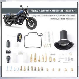 Erchon Carburetor Repair Kit Compatible with Honda Rebel 250/CMX 250/CA250 1985-2016 Version Motorcycle, Single Carburetor Version with Plunger Assembly