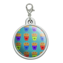 GRAPHICS & MORE Colorful French Fries Pattern Chrome Plated Metal Pet Dog Cat ID Tag