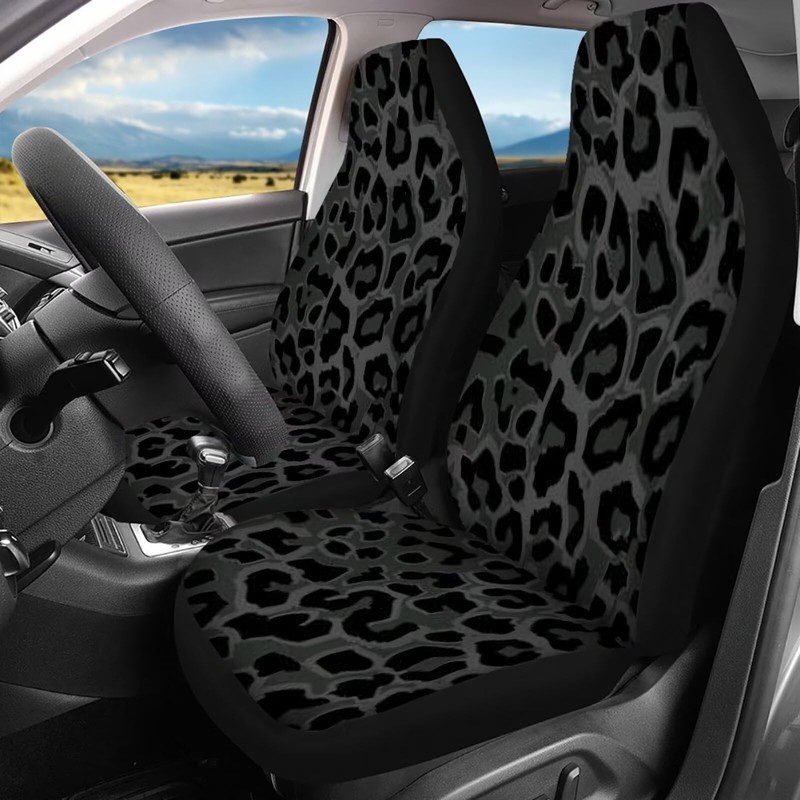 DBBXHZJY Black Leopard Print Car Seat Covers, Vehicle Front Seat