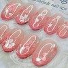Cherry blossom petal handmade nail tips - lipstick / 벚꽃잎