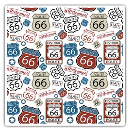 Square Stickers (Set of 2) 10cm - Route 66 Highway USA Road Trip America Fun Decals for Laptops,Tablets,Luggage,Scrap Booking,Fridges, #8137
