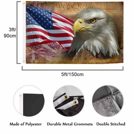 Swono Us Flag Bald Eagle Flag Stars Stripes Proud American Symbol Outdoor Garden Flag Indoor Flag Home Decor Standing Farm Flag Banner 3x5ft