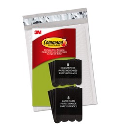 Command Picture Hanging Strips, 16 Pairs: 8-Medium, 8-Large Pairs, Black, Ships In Own Container