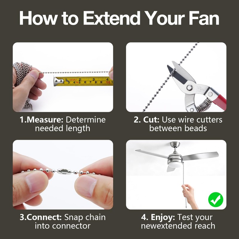 SmoTecQ 10 Feet (120 Inch) Ceiling Fan Pull Chain Extension