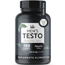Men's Testo Fenogreco Maca L-Arginina Suplemeto Alimenticio 180 Cápsulas | LIFE360+ Testosterona Hombre