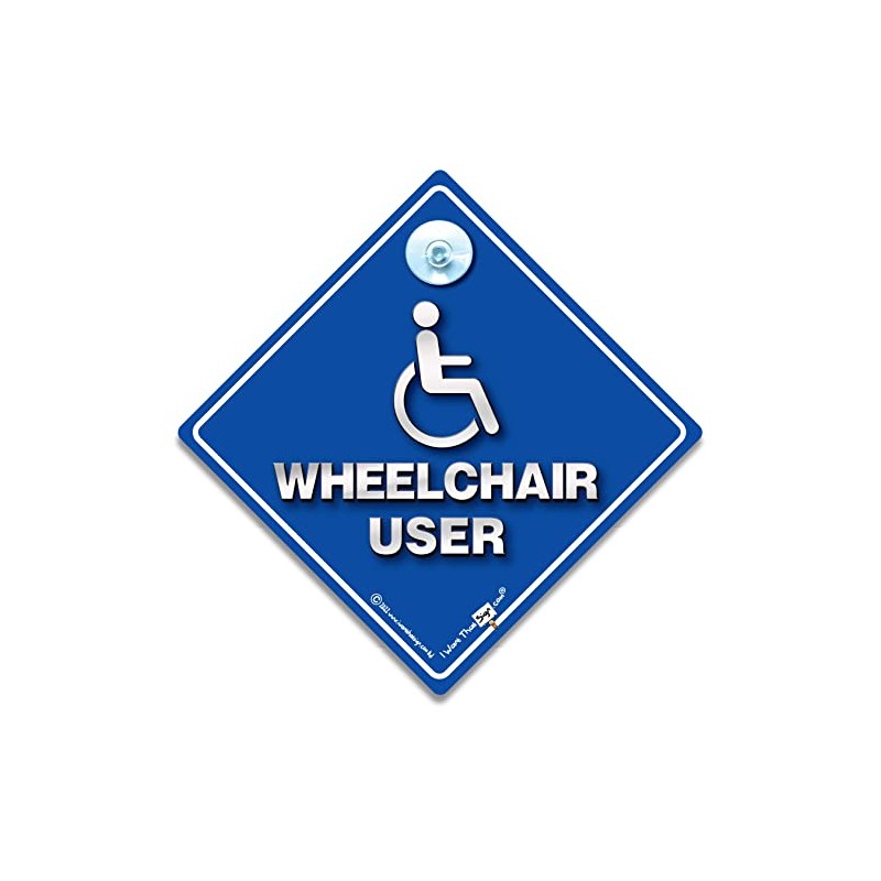 Wheelchair Super Bright Blue Car Sign with Suction Cups for