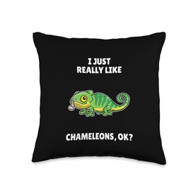 Chameleon Clothing Collection Funny Lover Gift I Just Really Like Chameleons OK Throw Pillow, 16x16, Multicolor