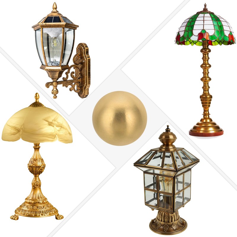 PATIKIL 25mm Brass Ball Lamp Finials Caps Knob, 2 Set
