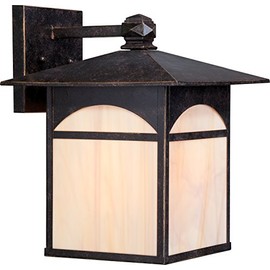 Nuvo Lighting 60/5653 Canyon Large One Light Wall Lantern 100-watt A19 Outdoor Porch and Patio Lighting with Honey Stained Glass, Umber Bronze