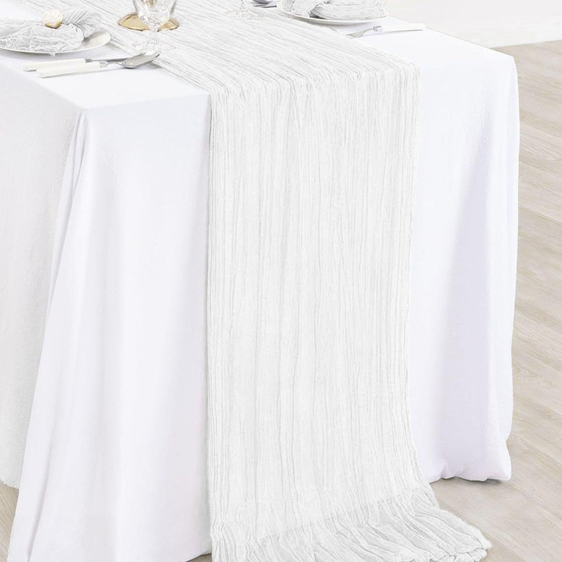 EOWVISN 1Pc Wrinkled Tablecloth, 4Pcs Tablecloth Clip, Muslin Tablecloth, Cheesecloth