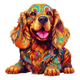 Wooden Puzzles for Adults, 280pcs Cocker Spaniel Wooden Jigsaw Puzzles for Adults, Unique Animal Shape Puzzles with Box, 32.4x34cm Wooden Puzzle for Family Game and Birthday Gifts