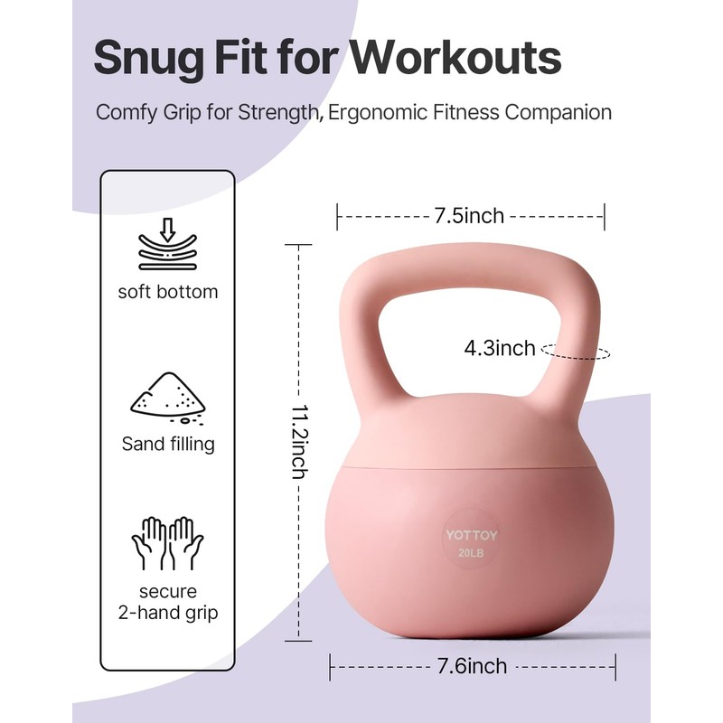 YOTTOY Soft Kettlebell,Kettlebell Anti-Slip Grip Weight for Home Workouts, Kettlebells