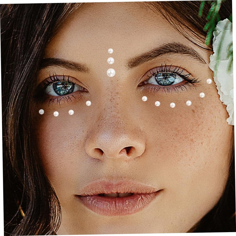 DOITOOL 6hojas Pegatinas De Perlas Rostro De Gemas De Perlas