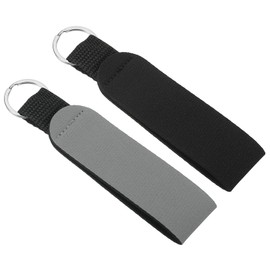 PATIKIL Floating Neoprene Keychain, 2 Pcs Waterproof Buoyant Key Ring Sublimation Float Keychain for Outdoor Water Sports, Grey, Black
