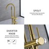 TapLong Solid Brass Freestanding Bathtub Faucet，Floor Mount Tub Filler Brushed