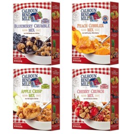 Calhoun Bend Mill Dessert Mix Variety Bundle | Blueberry Crumble, Apple Crisp, Cherry Crunch, Peach Cobbler | Easy Homemade Desserts | Microwave or Oven Baking | Ideal for Baking w/Fruits | 8 Oz Each