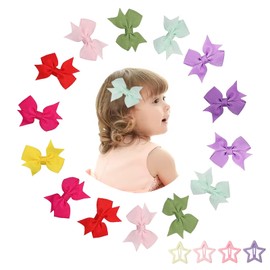 Baby Hair Bows Clips,24pcs Baby Hair Clips,Baby Girls Hair Bows Clips,Mini Baby Bows Clips,Mini Hair Bows Clips for Little Girls,Bows Hair Clips,Hair Accessories for Baby Girls Toddlers Kids