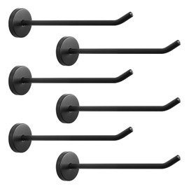 NearMoon Coat Hooks, Wall Mount Hooks for Hanging Hat Hurse Robe, 304 Stainless Steel Heavy Duty Towel Hangers for Bathroom Livingroom Hotel Kitchen Garage, 6 Pack (6 Inch, Matte Black)