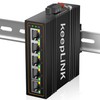 keepLiNK 5-Port Industrial Ethernet Switch, Unmanaged 10/100Mbps DIN-Rail Network Switch,