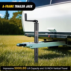 Nilight A-Frame Trailer Jack 5000 lbs Capacity 15" Vertical Travel Heavy Duty Trailers Tongue Jack with Top Wind Handle Alloy Steel Utility Trailer RV Jack Stand for Trailers RV Boat Camper Matt Black