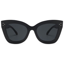 Appassal Oversized Cateye Sunglasses for Women Large Retro Square Cat Eye Shades AP3660,Black/Grey