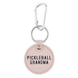 Santa Barbara Design Studio Pickleball Gifts Keyring Faux Leather Key Tag Keychain, 2.5" Diameter, Pickleball Grandma