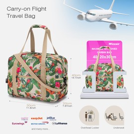 SPAHER Wizzair Vueling Volotea Tuifly Travel Bag Foldable Hand Luggage Bag 40 x 30 x 20 cm Travel Luggage Suitcase Weekender Bag with 1 Toiletry Bag, flower