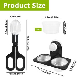 WORUIB 3in1 Gecko Accessories Set, Reptile Feeding Tongs, Food Bowl, for Reptile, Hedgehog, Hamsters, Guinea Pig,Lizard, Spider Bearded Dragon (with 1 Feeding Platform,30 Small Cups,1 Clip)