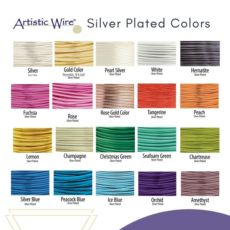 Artistic Wire, 32 Gauge Silver Plated Tarnish Resistant Colored Copper
