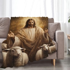 Jesús - Manta de felpa ultra mullida para el hogar, ropa de cama, sofá, viajes, camping, manta suave y acogedora para el regalo de los amantes, niños, adolescentes, mujeres, hombres y niñas, 50 x 40