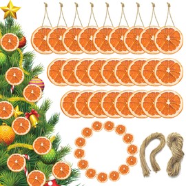 40 Pcs Dried Orange Slice Christmas Garland with Hemp Rope - Rustic DIY Hanging Decor for Tree Fireplace Wreath, Farmhouse Holiday Party Home Decor, Orange Slices for Crafts