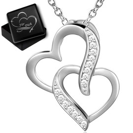 Women's / Girls' Jewellery Set 925 Sterling Silver Cubic Zirconia Heart Necklace Earrings, Genuine 925 sterling silver, Cubic Zirconia