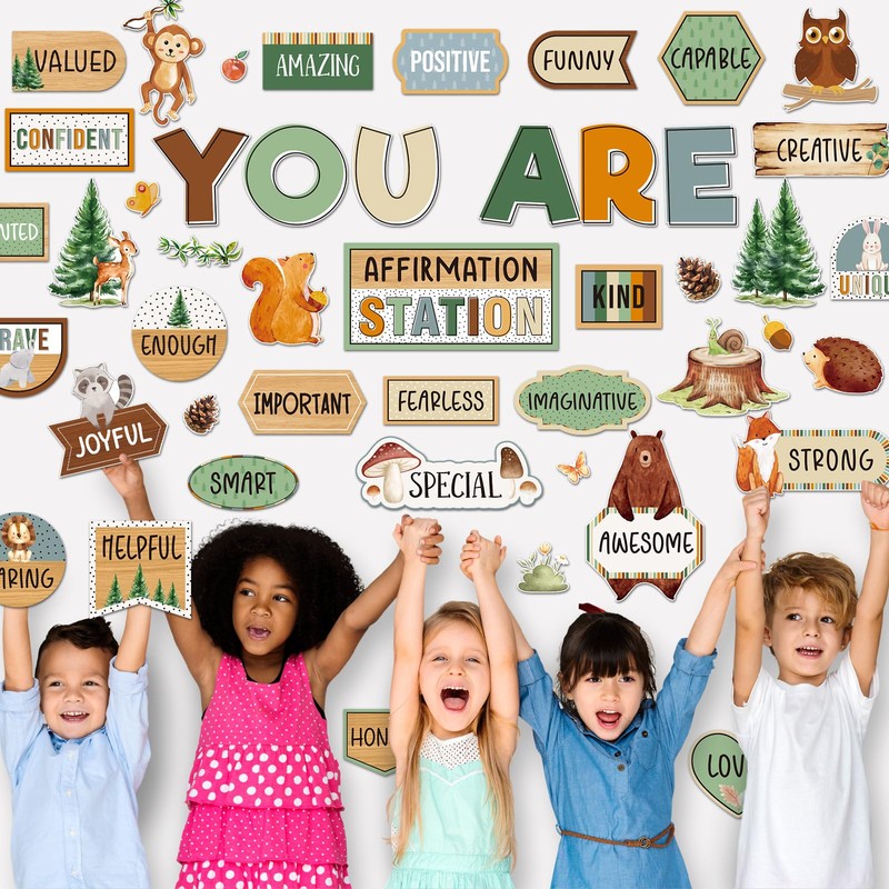 Weekgrat 45pcs Bulletin Board Set Motivational Posters Classroom Mirror Growth