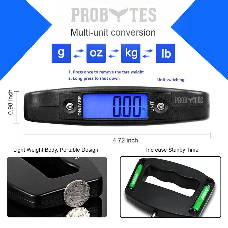 ProBytes Digital Luggage Weighing Scale - Precise Measurement, 10 Grams