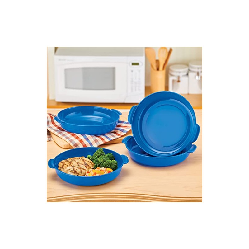 Collections Etc Stackable Plastic Microwave Plates - Set of 4