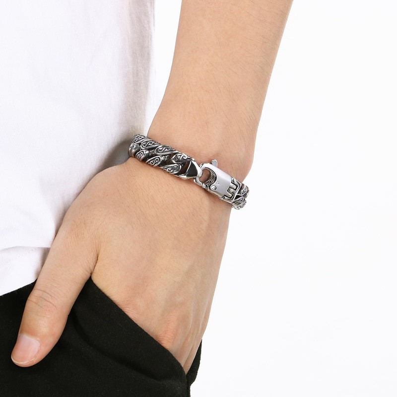 Azubpi Mens Stainless Steel Vintage Tribal Tattoo Bracelet Multi Ring
