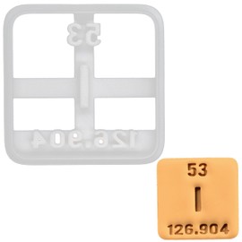 BAKERLOGY Iodine Periodic Table Element Cookie Cutter (Symbol I) - Detailed Biscuit Cutter Design for Baking and Crafts, ideal on fondant, dough, clay