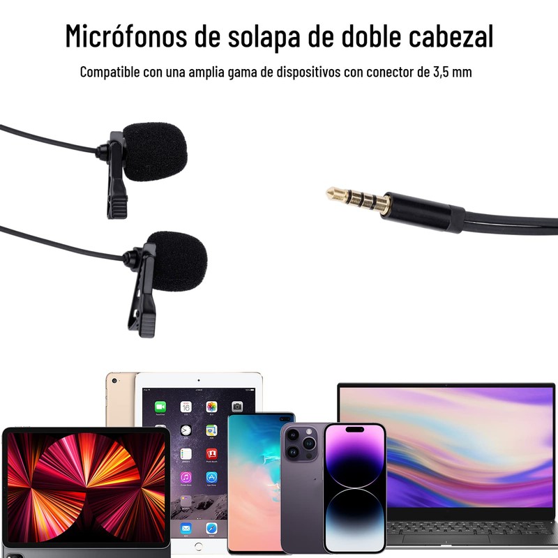 Micrófono de Solapa Lavalier Hakeeta Omnidireccional, Kit de Micrófono con