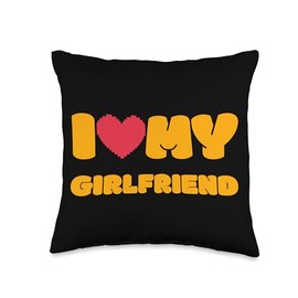 Boyfriend gift I Love My Girlfriend Gift for Boyfriend Throw Pillow, 16x16, Multicolor