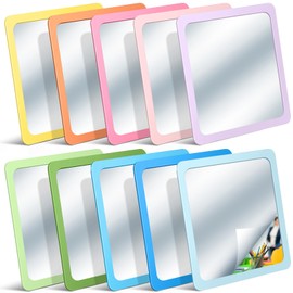 Dandat 10 Pcs Small Mirrors for Kids 6 x 6 Inch Square Shatter Proof Reflector Toddler Glass Plastic Reflector for Classroom DIY Craft Preschool Facial Expression (Macaron Colors)