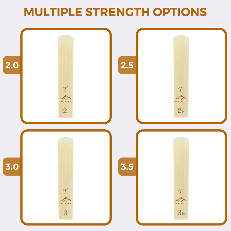 EASTROCK Bb Clarinet Reeds 2.0/2.5/3.0/3.5,Pack of 10,for Clarinet Beginner and