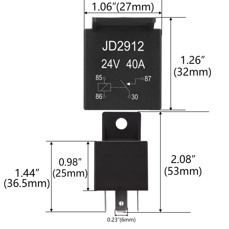 Weasch 2 Pack JD2912 Car Relay, 24V 40A, 4 Pins