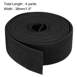 TA-VIGOR 38mm Wide Twill Elastic Band 1.5 Inch 4 Meters Double Sided Woven Elastic Bands Knit Flat Polyester Spool Heavy Stretch Band Knitting for Sewing Craft Waistband Black