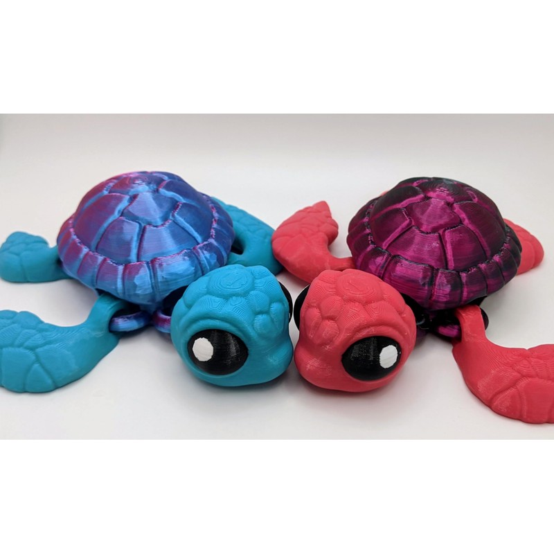 Sea Turtle - 3D Printed, Articulated Fidget (Light Blue/Nebula (Small))