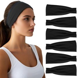 Diademas para Mujer, Paquete de 6 Bandas elásticas Anchas para el Cabello, Bandas elásticas para el Sudor, Bandas para el Cabello Suaves y Deportivas,