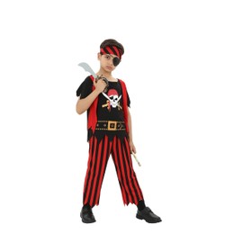 Rabtero Children's Pirate Costume, Boys Pirate Dress Up Costume, 3-Piece Set, Pirate Cosplay, for Children 7-8 Years