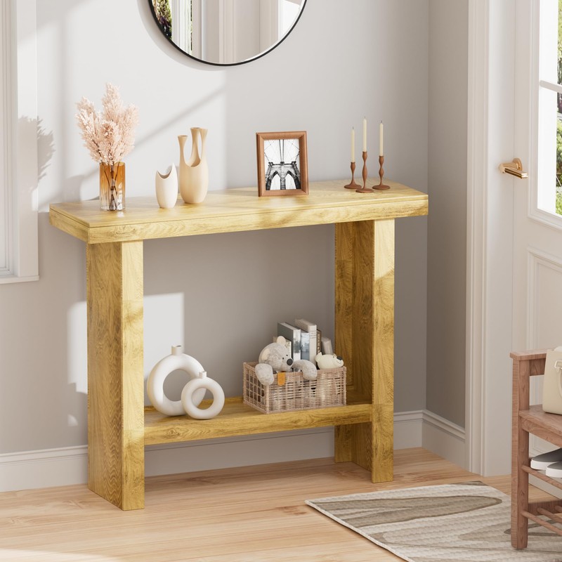LIFECHOVY Farmhouse Wood Entryway Table Narrow Console Tables with Storage